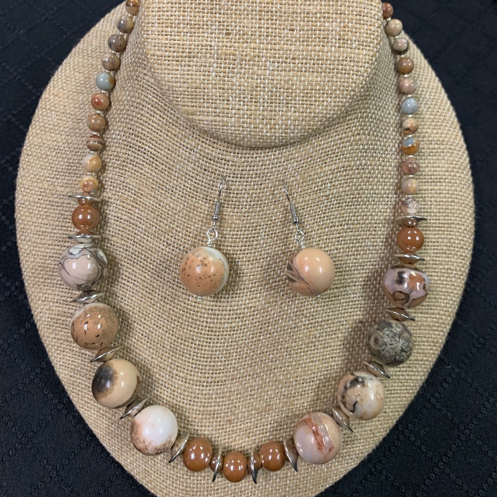 Hearth Tones Jasper Necklace and Earrings set